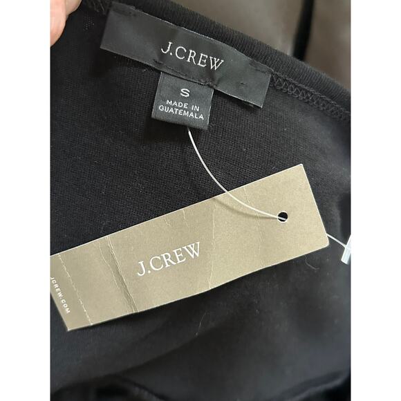 J. Crew Black Dress Short Tiered Flutter Sleeve Casual Knit NWT Size Small - Picture 5 of 10